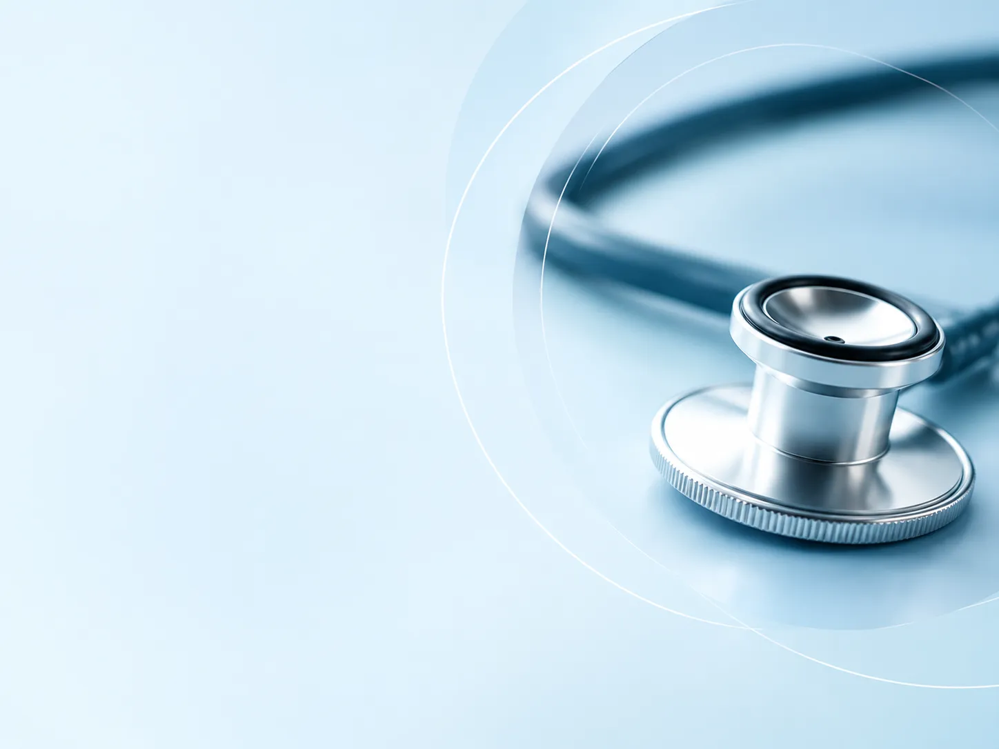 Stethoscope in cool clinical blue light